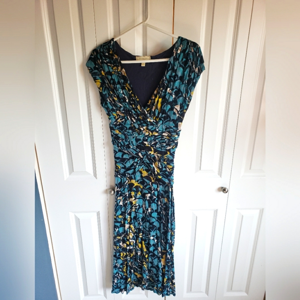 Anthropoligie midi rouched dress